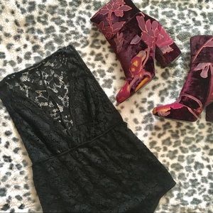 Lace Bodysuit with a Deep-V Neckline